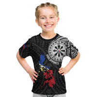 Philippines Strong Kid T Shirt Filipino Map Polynesian Tattoo LT14 Black - Polynesian Pride