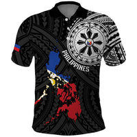 Philippines Strong Polo Shirt Filipino Map Polynesian Tattoo LT14 Black - Polynesian Pride