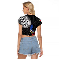 Philippines Strong Raglan Cropped T Shirt Filipino Map Polynesian Tattoo LT14 - Polynesian Pride