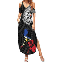 Philippines Strong Summer Maxi Dress Filipino Map Polynesian Tattoo LT14 Women Black - Polynesian Pride