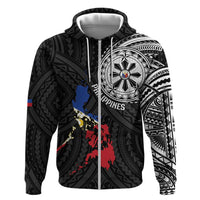 Philippines Strong Zip Hoodie Filipino Map Polynesian Tattoo - Polynesian Pride