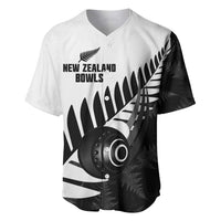 New Zealand Lawn Bowls Custom Baseball Jersey Aotearoa Silver Fern LT14 Black - Polynesian Pride