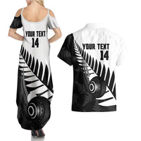 New Zealand Lawn Bowls Custom Couples Matching Summer Maxi Dress and Hawaiian Shirt Aotearoa Silver Fern - Polynesian Pride