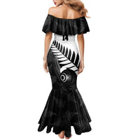 New Zealand Lawn Bowls Custom Family Matching Mermaid Dress and Hawaiian Shirt Aotearoa Silver Fern - Polynesian Pride