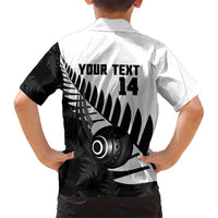 New Zealand Lawn Bowls Custom Family Matching Short Sleeve Bodycon Dress and Hawaiian Shirt Aotearoa Silver Fern - Polynesian Pride