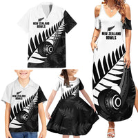 New Zealand Lawn Bowls Custom Family Matching Summer Maxi Dress and Hawaiian Shirt Aotearoa Silver Fern - Polynesian Pride