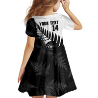 New Zealand Lawn Bowls Custom Kid Short Sleeve Dress Aotearoa Silver Fern - Polynesian Pride