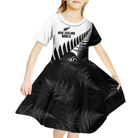 New Zealand Lawn Bowls Custom Kid Short Sleeve Dress Aotearoa Silver Fern LT14 - Polynesian Pride
