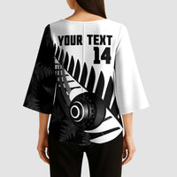 New Zealand Lawn Bowls Custom Kimono Sleeve Blouse Aotearoa Silver Fern - Polynesian Pride