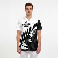 New Zealand Lawn Bowls Custom Scrub Top Aotearoa Silver Fern - Polynesian Pride