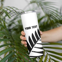 New Zealand Lawn Bowls Custom Skinny Tumbler Aotearoa Silver Fern - Polynesian Pride