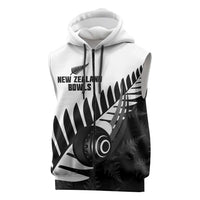 New Zealand Lawn Bowls Custom Sleeveless Zip Hoodie Aotearoa Silver Fern LT14 Black - Polynesian Pride