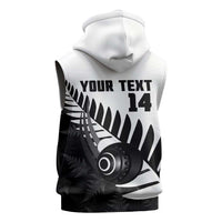 New Zealand Lawn Bowls Custom Sleeveless Zip Hoodie Aotearoa Silver Fern - Polynesian Pride