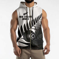 New Zealand Lawn Bowls Custom Sleeveless Zip Hoodie Aotearoa Silver Fern LT14 - Polynesian Pride