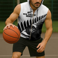 New Zealand Lawn Bowls Custom Sleeveless Zip Hoodie Aotearoa Silver Fern LT14 - Polynesian Pride