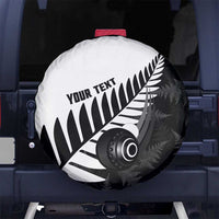 New Zealand Lawn Bowls Custom Spare Tire Cover Aotearoa Silver Fern LT14 No hole Black - Polynesian Pride