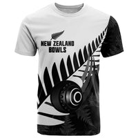 New Zealand Lawn Bowls Custom T Shirt Aotearoa Silver Fern LT14 Black - Polynesian Pride