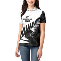 New Zealand Lawn Bowls Custom Women Polo Shirt Aotearoa Silver Fern - Polynesian Pride