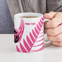 New Zealand Lawn Bowls Breast Cancer Custom Ceramic Mug Aotearoa Maori Silver Fern Pink Ribbon - Polynesian Pride