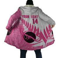 New Zealand Lawn Bowls Breast Cancer Custom Cloak Aotearoa Maori Silver Fern Pink Ribbon - Polynesian Pride