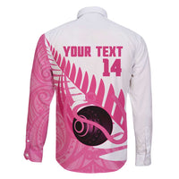 New Zealand Lawn Bowls Breast Cancer Custom Family Matching Mermaid Dress and Hawaiian Shirt Aotearoa Maori Silver Fern Pink Ribbon - Polynesian Pride