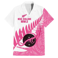 New Zealand Lawn Bowls Breast Cancer Custom Family Matching Off Shoulder Maxi Dress and Hawaiian Shirt Aotearoa Maori Silver Fern Pink Ribbon - Polynesian Pride