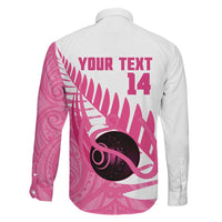 New Zealand Lawn Bowls Breast Cancer Custom Family Matching Off Shoulder Maxi Dress and Hawaiian Shirt Aotearoa Maori Silver Fern Pink Ribbon - Polynesian Pride