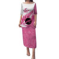 New Zealand Lawn Bowls Breast Cancer Custom Family Matching Puletasi and Hawaiian Shirt Aotearoa Maori Silver Fern Pink Ribbon - Polynesian Pride