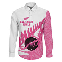 New Zealand Lawn Bowls Breast Cancer Custom Family Matching Summer Maxi Dress and Hawaiian Shirt Aotearoa Maori Silver Fern Pink Ribbon - Polynesian Pride