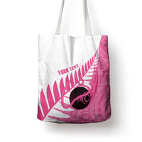 New Zealand Lawn Bowls Breast Cancer Custom Tote Bag Aotearoa Maori Silver Fern Pink Ribbon - Polynesian Pride