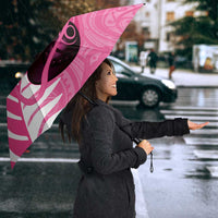 New Zealand Lawn Bowls Breast Cancer Custom Umbrella Aotearoa Maori Silver Fern Pink Ribbon - Polynesian Pride