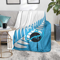 New Zealand Lawn Bowls Prostate Cancer Custom Blanket Aotearoa Maori Silver Fern Blue Ribbon - Polynesian Pride