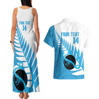 New Zealand Lawn Bowls Prostate Cancer Custom Couples Matching Tank Maxi Dress and Hawaiian Shirt Aotearoa Maori Silver Fern Blue Ribbon - Polynesian Pride