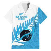 New Zealand Lawn Bowls Prostate Cancer Custom Family Matching Off Shoulder Short Dress and Hawaiian Shirt Aotearoa Maori Silver Fern Blue Ribbon - Polynesian Pride