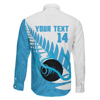 New Zealand Lawn Bowls Prostate Cancer Custom Family Matching Off Shoulder Short Dress and Hawaiian Shirt Aotearoa Maori Silver Fern Blue Ribbon - Polynesian Pride
