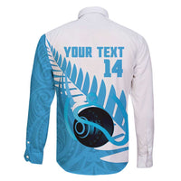 New Zealand Lawn Bowls Prostate Cancer Custom Family Matching Short Sleeve Bodycon Dress and Hawaiian Shirt Aotearoa Maori Silver Fern Blue Ribbon - Polynesian Pride