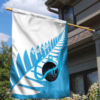 New Zealand Lawn Bowls Prostate Cancer Custom Garden Flag Aotearoa Maori Silver Fern Blue Ribbon - Polynesian Pride
