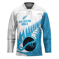 New Zealand Lawn Bowls Prostate Cancer Custom Hockey Jersey Aotearoa Maori Silver Fern Blue Ribbon - Polynesian Pride