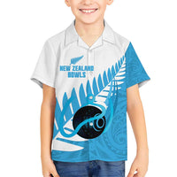 New Zealand Lawn Bowls Prostate Cancer Custom Kid Hawaiian Shirt Aotearoa Maori Silver Fern Blue Ribbon - Polynesian Pride