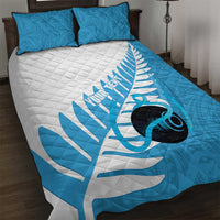 New Zealand Lawn Bowls Prostate Cancer Custom Quilt Bed Set Aotearoa Maori Silver Fern Blue Ribbon - Polynesian Pride