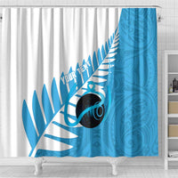 New Zealand Lawn Bowls Prostate Cancer Custom Shower Curtain Aotearoa Maori Silver Fern Blue Ribbon - Polynesian Pride