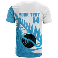 New Zealand Lawn Bowls Prostate Cancer Custom T Shirt Aotearoa Maori Silver Fern Blue Ribbon - Polynesian Pride