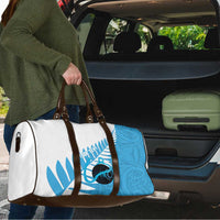 New Zealand Lawn Bowls Prostate Cancer Custom Travel Bag Aotearoa Maori Silver Fern Blue Ribbon - Polynesian Pride