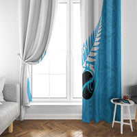 New Zealand Lawn Bowls Prostate Cancer Custom Window Curtain Aotearoa Maori Silver Fern Blue Ribbon - Polynesian Pride