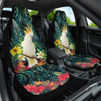 Sulphur-crested Cockatoo New Zealand Car Seat Cover Paua Shell Aotearoa Maori Tropical Flowers - Polynesian Pride