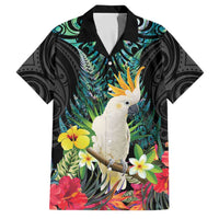 Sulphur-crested Cockatoo New Zealand Family Matching Mermaid Dress and Hawaiian Shirt Paua Shell Aotearoa Maori Tropical Flowers - Polynesian Pride