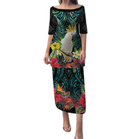Sulphur-crested Cockatoo New Zealand Family Matching Puletasi and Hawaiian Shirt Paua Shell Aotearoa Maori Tropical Flowers - Polynesian Pride