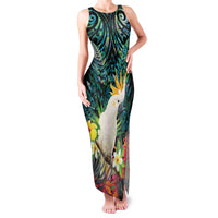 Sulphur-crested Cockatoo New Zealand Family Matching Tank Maxi Dress and Hawaiian Shirt Paua Shell Aotearoa Maori Tropical Flowers - Polynesian Pride