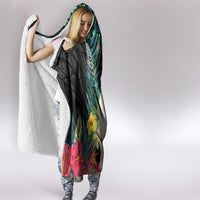 Sulphur-crested Cockatoo New Zealand Hooded Blanket Paua Shell Aotearoa Maori Tropical Flowers - Polynesian Pride