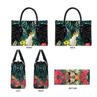 Sulphur-crested Cockatoo New Zealand Leather Bag Paua Shell Aotearoa Maori Tropical Flowers - Polynesian Pride
